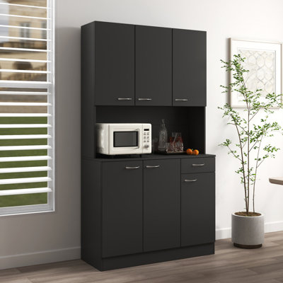 70,87 pouces de hauteur avec 6 portes, armoire de rangement en panneau de fibres à densité moyenne avec tiroir et tablette ouverte, placard de chambre à coucher pour maison moderne