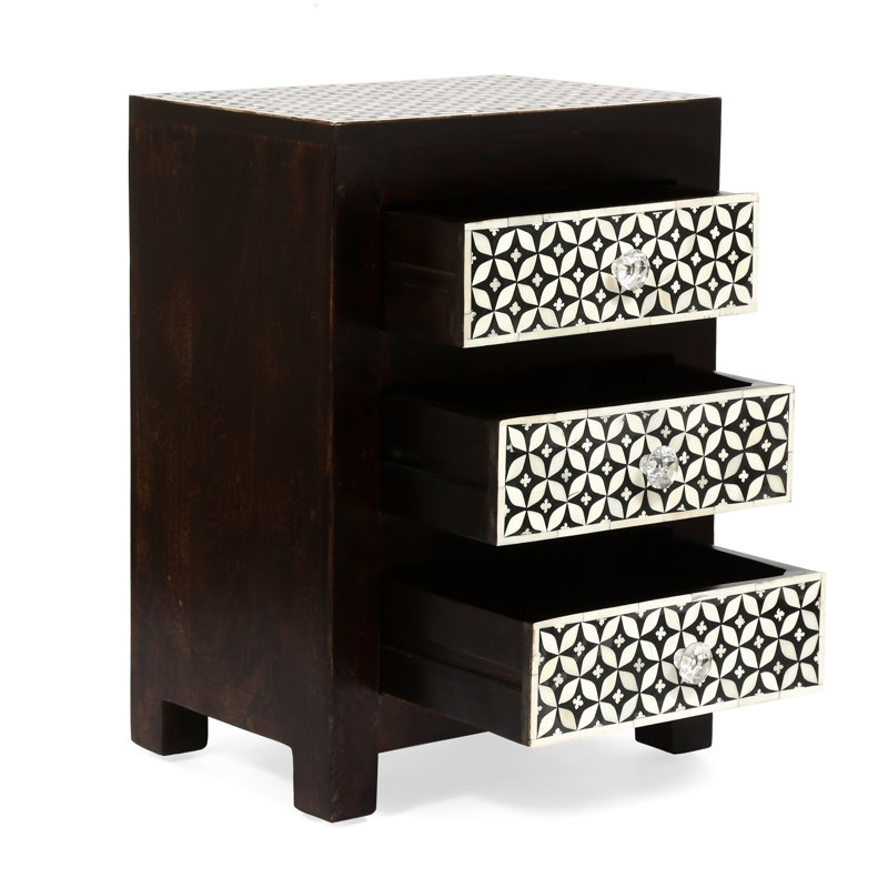 Table de chevet 3 tiroirs en bois