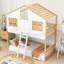 Charmant lit superposé simple au-dessus d'un lit simple en bois avec toit, fenêtre, porte et échelle Almirah-1275844324