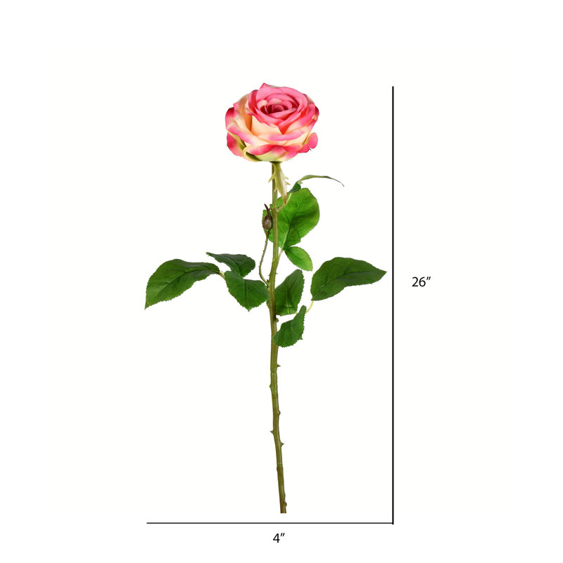 Tige de rose artificielle 26 po, Rose clair