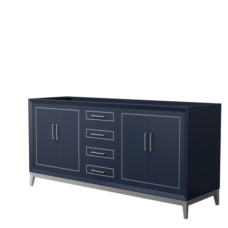 Base de meuble-lavabo double 71,75 po Marlena seulement, Bleu foncé