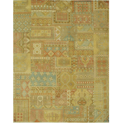 Multicolor Hand-Knotted Wool Patchwork Mosaic Classic Traditional Modern Contemporary Carpet Rug