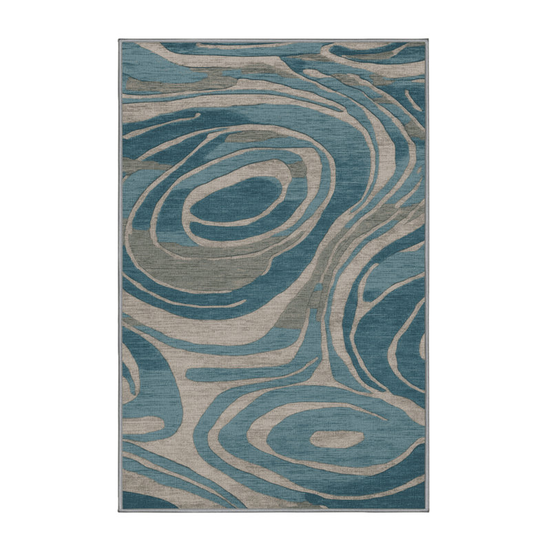 Machine Washable Abstract Gray Area Rug, Rectangle 6' x 9'
