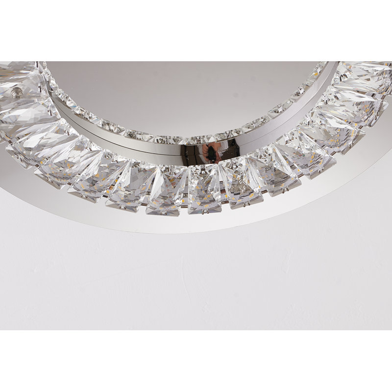 Plafonnier encastré transitionnel rond en cristal, H 1,5 po x l 14,9 po x P 14,9 po, 4 000 K