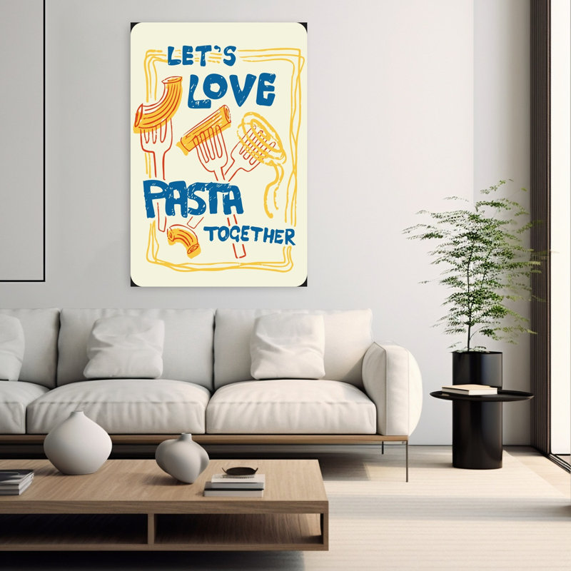 «Love Pasta Together», art mural rétro, H 60 po x l 40 po