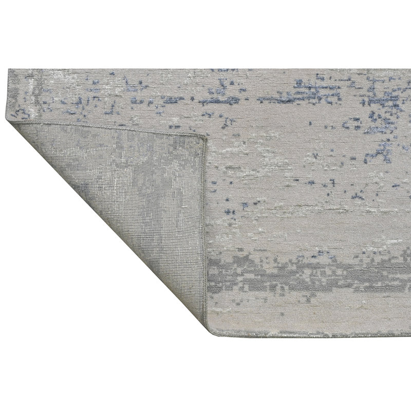 Tapis gris et argent noué à la main de haute qualité
