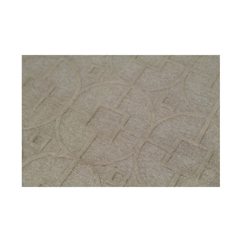 Cotton Geometric Area Rug in Beige