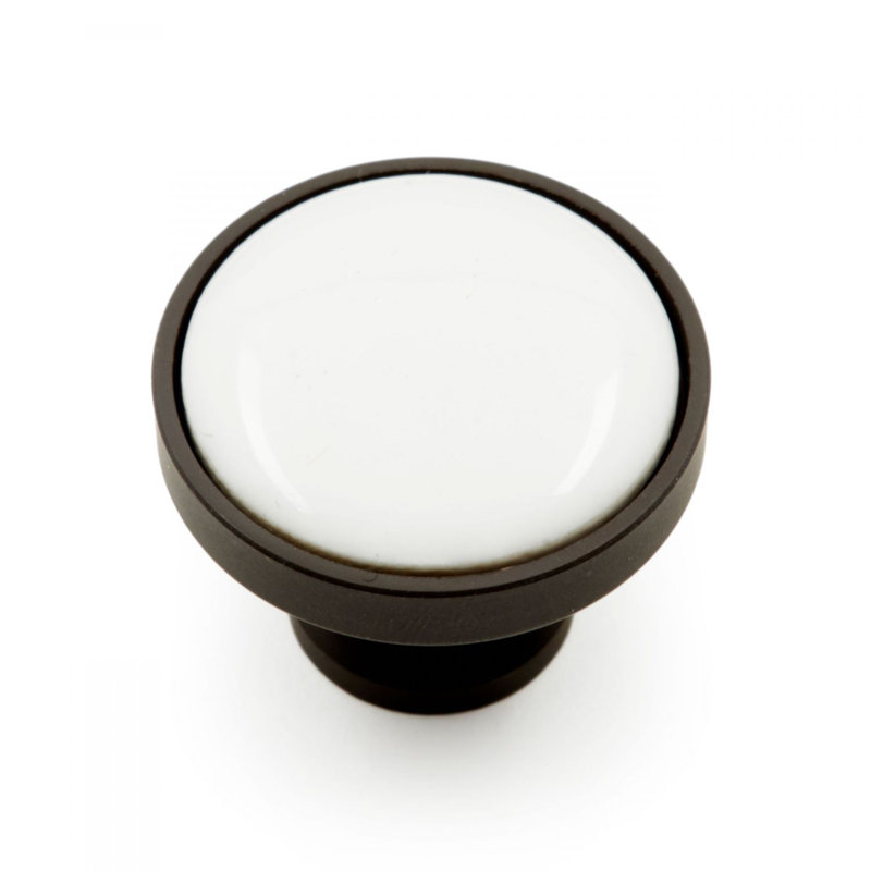CK Series 1 1/4" Diameter Mushroom Knob, Oil Rubbed Bronze / White