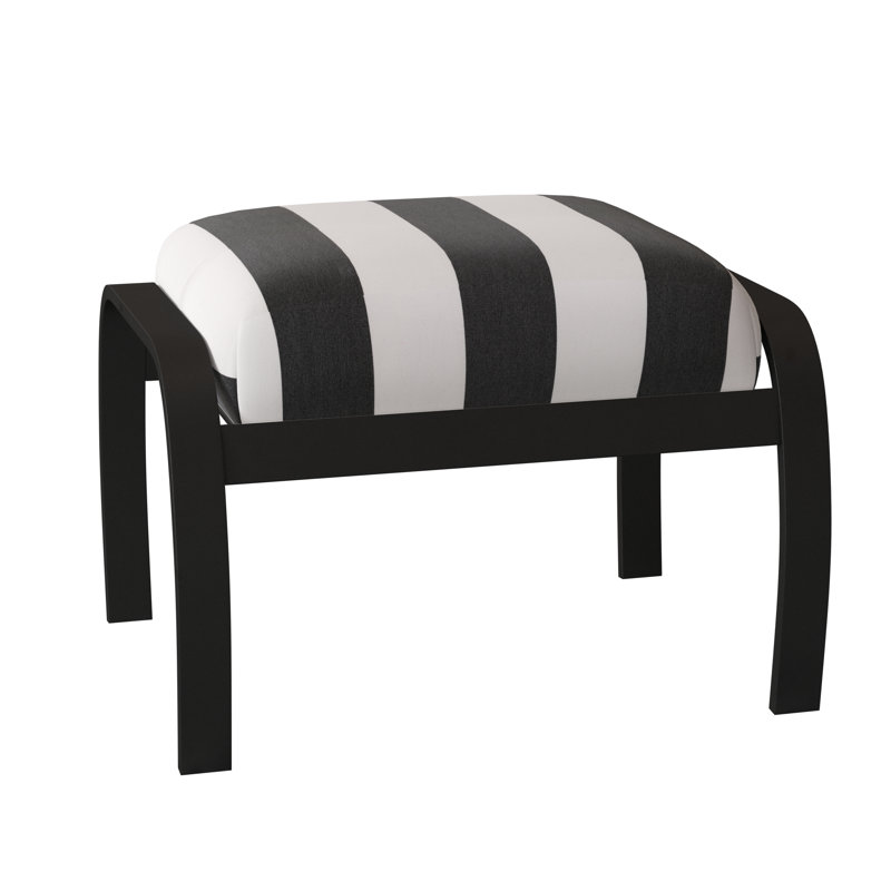 Repose-pieds avec coussin Askar, Cabana classique à rayures noires Sunbrella®, Noir texturé