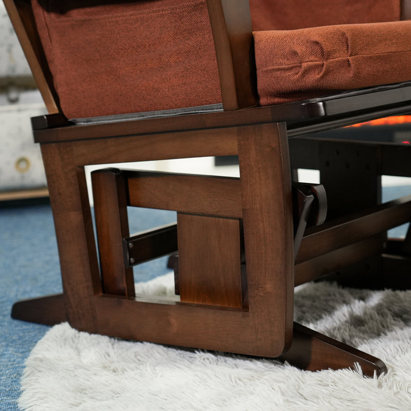 Fauteuil oscillant et repose-pieds Joy, Bois espresso, Terracotta