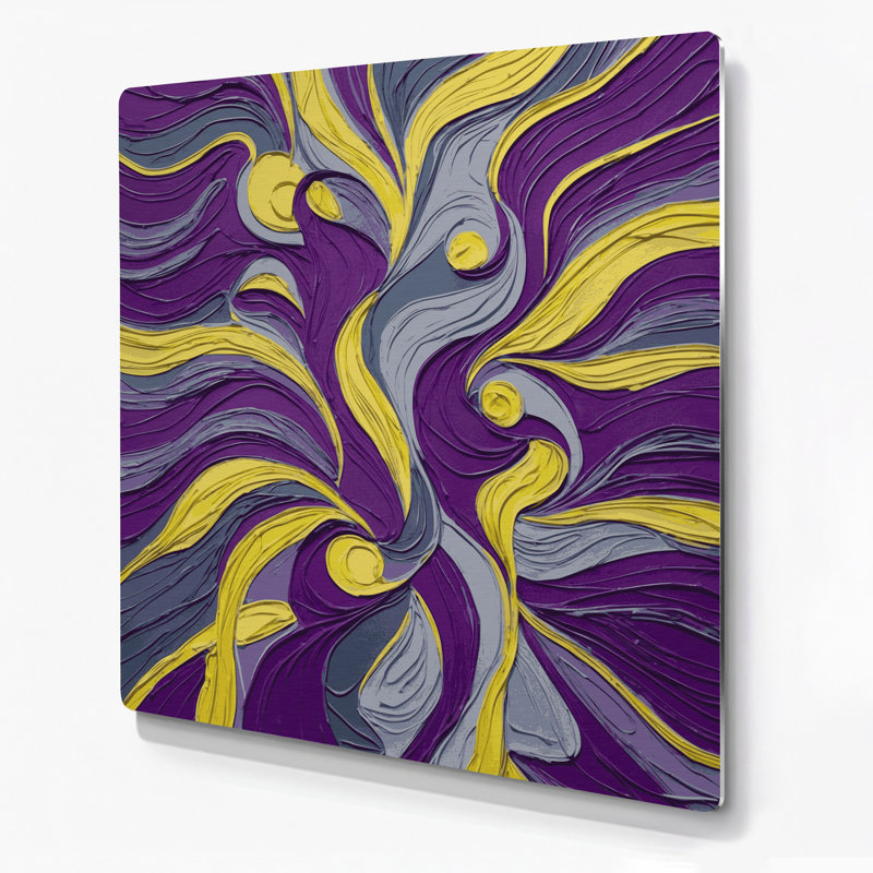 Abstrait figuratif 77, art mural en métal mauve, H 12 po x l 12 po