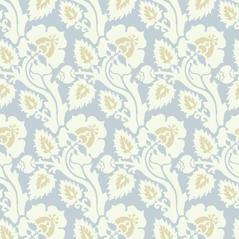 Paisley Briar - Cypress Green Botanical Wallpaper, Pastel Pond, Faux Grasscloth