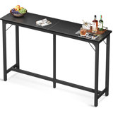 Rectangular Bar Height Table With Sturdy Metal Frame & Industrial Wood Top, Counter Height Dining Pub Table