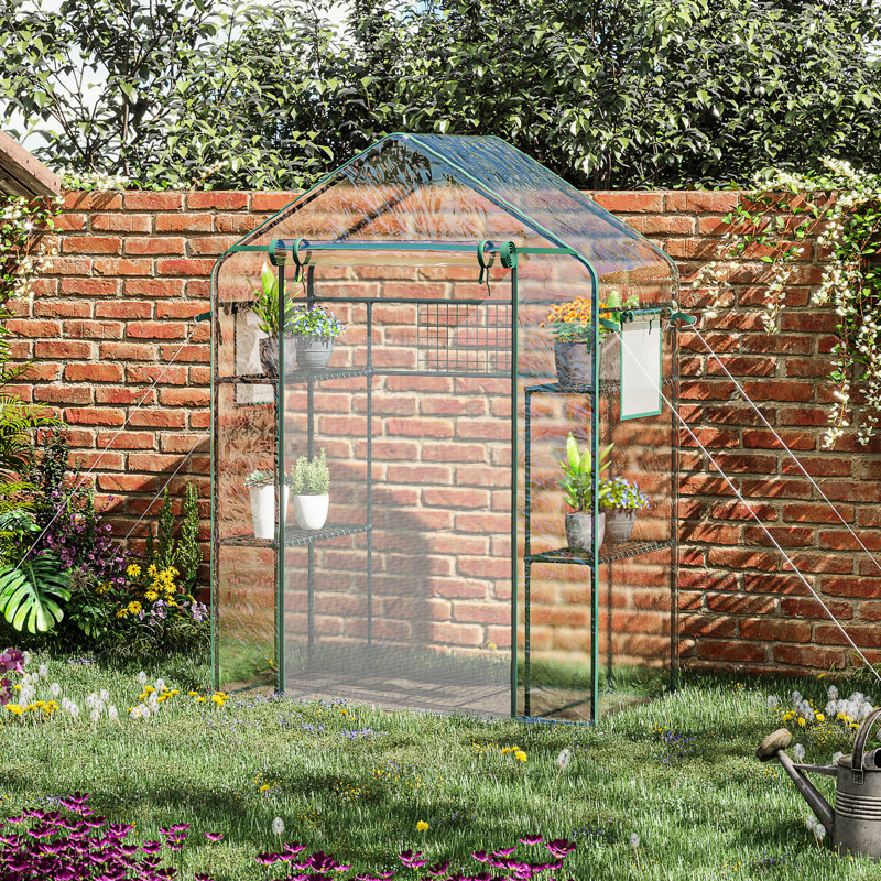 Portable Garden Greenhouse - Control Heat & Humidity, 6 Shelves, Trellis, Mesh Door Windows, Wind Obstruction Assembly Required By 1-2 People