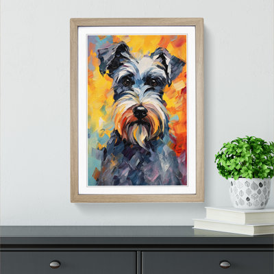 Schnauzer Impressionism - Single Picture Frame Print on Wood
