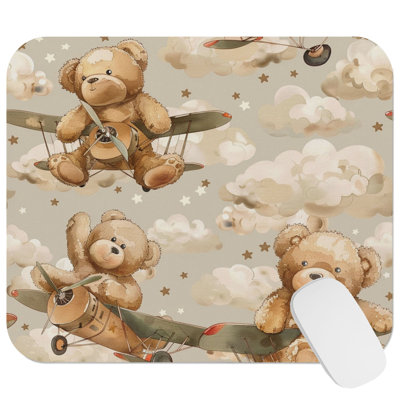 Teddy Bears VII Neutral Kids Baby Room Children's Art Children's Gaming Cute Office Laptop Desk Pad Gift Mat Square Rectangle Non-Slip Mousepad