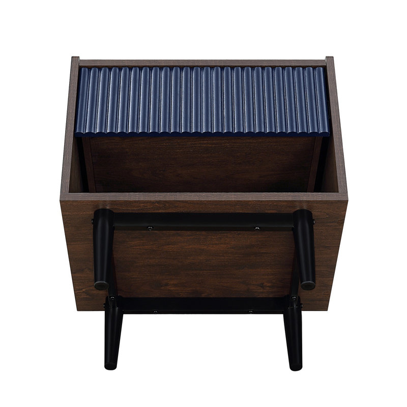 Duane 20" Fluted Nightstand (1-Drawer), Navy Blue