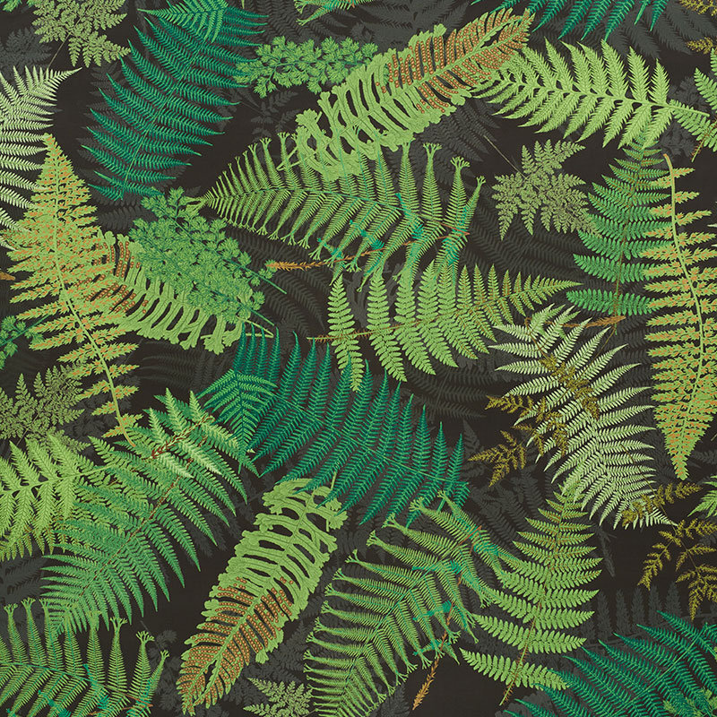 Schumacher x Clements Ribeiro Fernarium Fabric, Green/Black