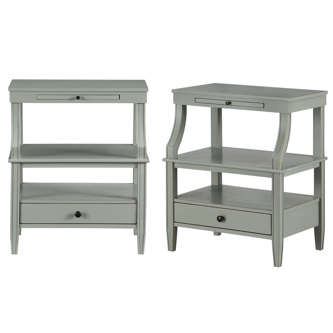 Arnita Solid + Manufactured Wood Nightstand (Set of 2) Lark Manor™ Color: Antique Gray