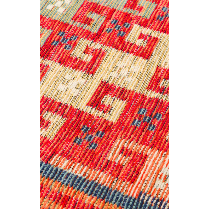 Tapis tissé à plat de qualité supérieure, rouge carrelé, 31,5 po x 59,1 po | 100% coton, 1,0 lb / pi2, sans velours | Lavable à la machine à 86 ° F, facile à nettoyer avec aspirateur et détachant | Idéal pour décorer un salon ou une chambre à coucher