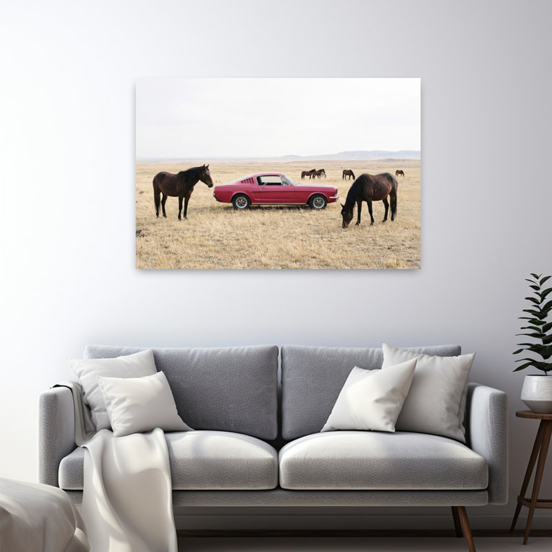 Art mural paysage de cheval sauvage classique, H 48 po x l 32 po