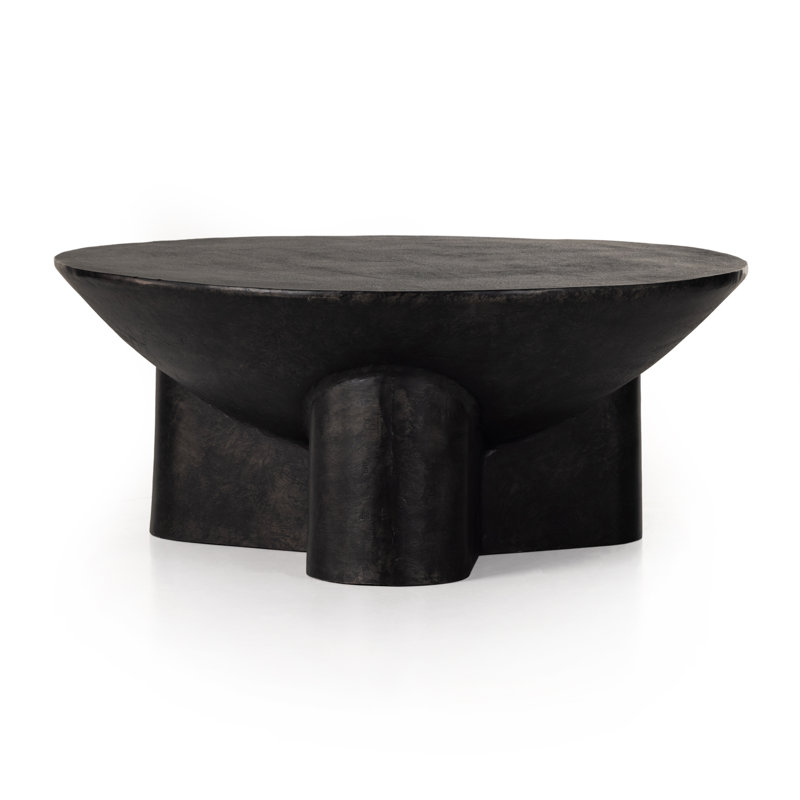 Table basse à piédestal en aluminium, H 15,25 po x L 36 po x l 36 po