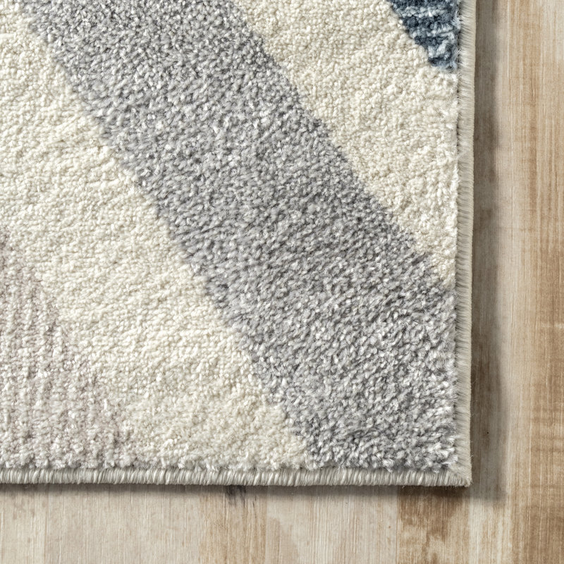 Magallanes Contemporary Chevron Power Loom Beige/Pink/Blue/Gray Rug, Rectangle 8' x 9'8"