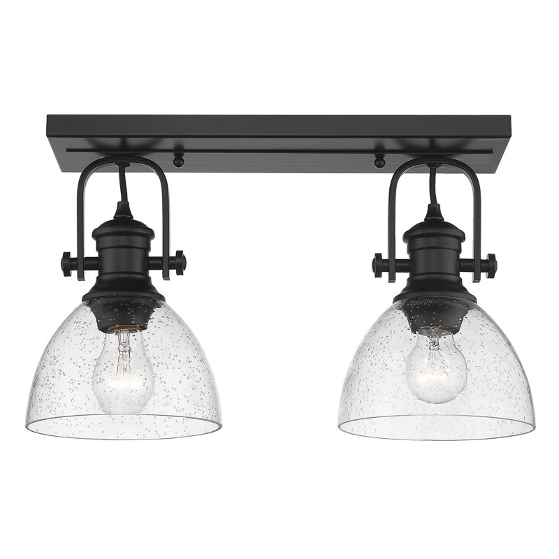 Bales Glass Semi Flush Mount, Seeded Glass, Matte Black