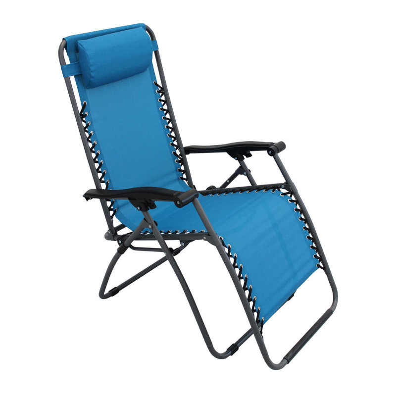 Kynsie Folding Zero Gravity Chair, Blue, Grey/Black