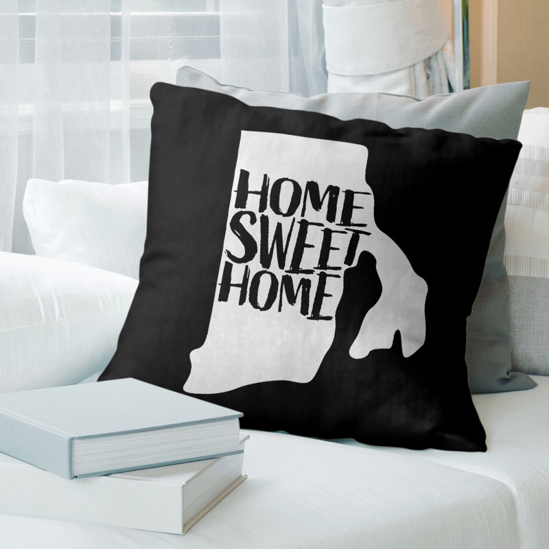 Coussin Home Sweet, 16 po x 1 po, Rhode Island , Noir
