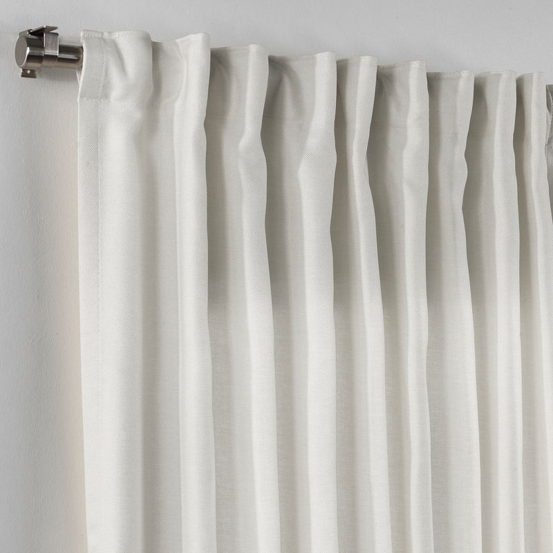 100% Blackout Textured Extra Long & Extra Wide Decorative Curtain - Single Panel, Ecru, 260cm Width x 295cm Drop