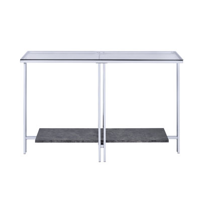 Latoria Contemporary 48"L Rectangular Console Table in Chrome & Glass