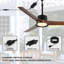 Ventilateur de plafond extérieur avec lumière: Ventilateurs de gazebo imperméables de 52 pouces avec lumières, moteur à courant continu réversible à 6 vitesses