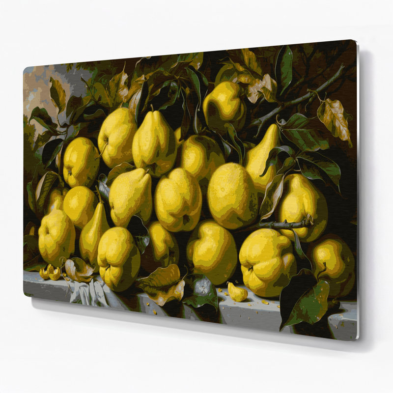 Fruit, coing brun, art mural en métal, H 20 po x l 24 po