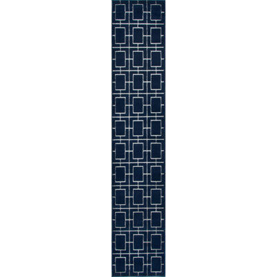 Glam Navy Blue Silver Area Rug