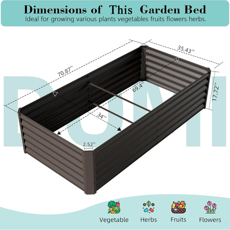 Galvanized Raised Garden Bed, Outdoor Planter Garden Boxes Large Metal Planter Box For Gardening Vegetables Fruits Flowers