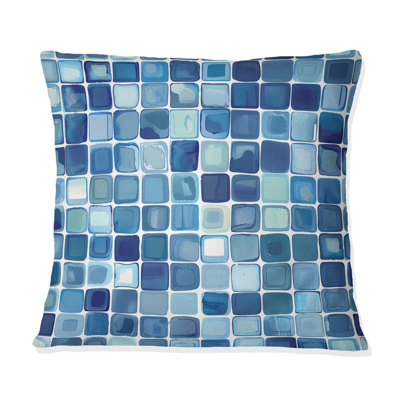 Coussin Blue Midcentury Mosaic Tiles, H 16 po x l 16 po