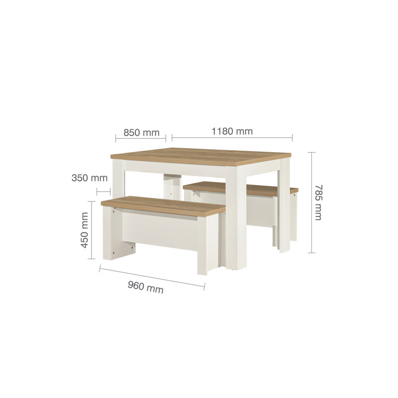 Napanoch 4 - Person Dining Set, Cream