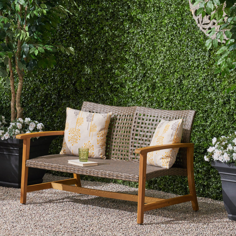 Causeuse Hampton Wood + Wicker, Brun
