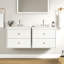 Ensemble de meuble-lavabo 24 po avec lavabo, armoire de rangement flottante avec portes et tiroirs, meuble-lavabo mural moderne avec surface peinte, blanc