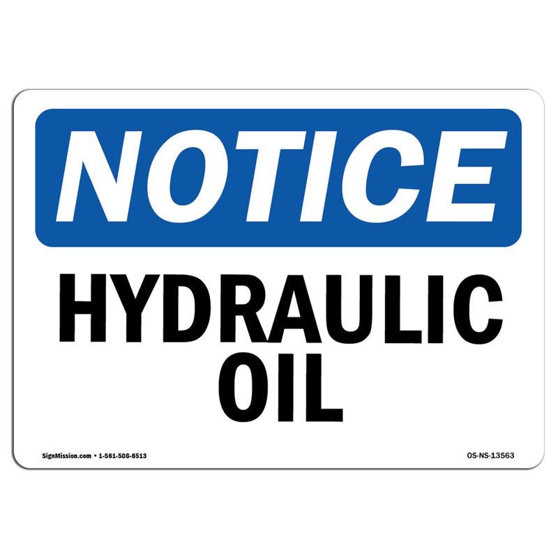 Hydraulic Oil Aluminum Sign 12 x 18