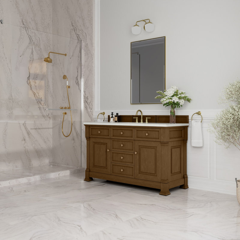 Brookfield Single Vanity, Widespread, Honey Oak, Lime Delight