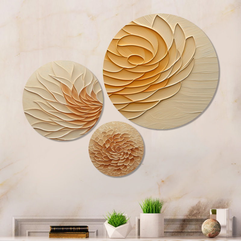 «Solar Flare Botanical Dream» - ensemble de 3 reproductions d'art botaniques abstraites en métal