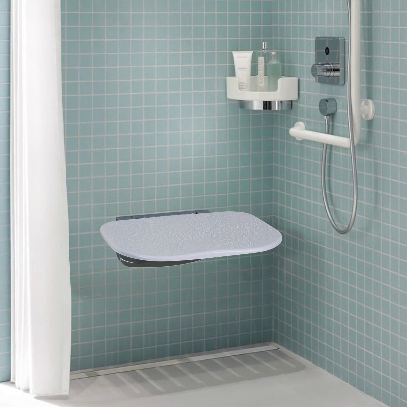 Abbaas W Plastic Acrylic Shower Bench
