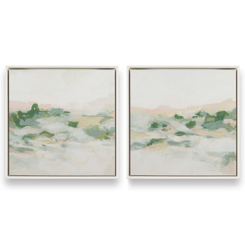 Ensemble de 2 pastel sauvage, H 25 po x l 50 po, Cadre flottant blanc opaque