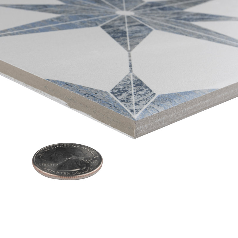 Cassis Stella 10" x 10" Porcelain Patterned Wall & Floor Tile, Blue