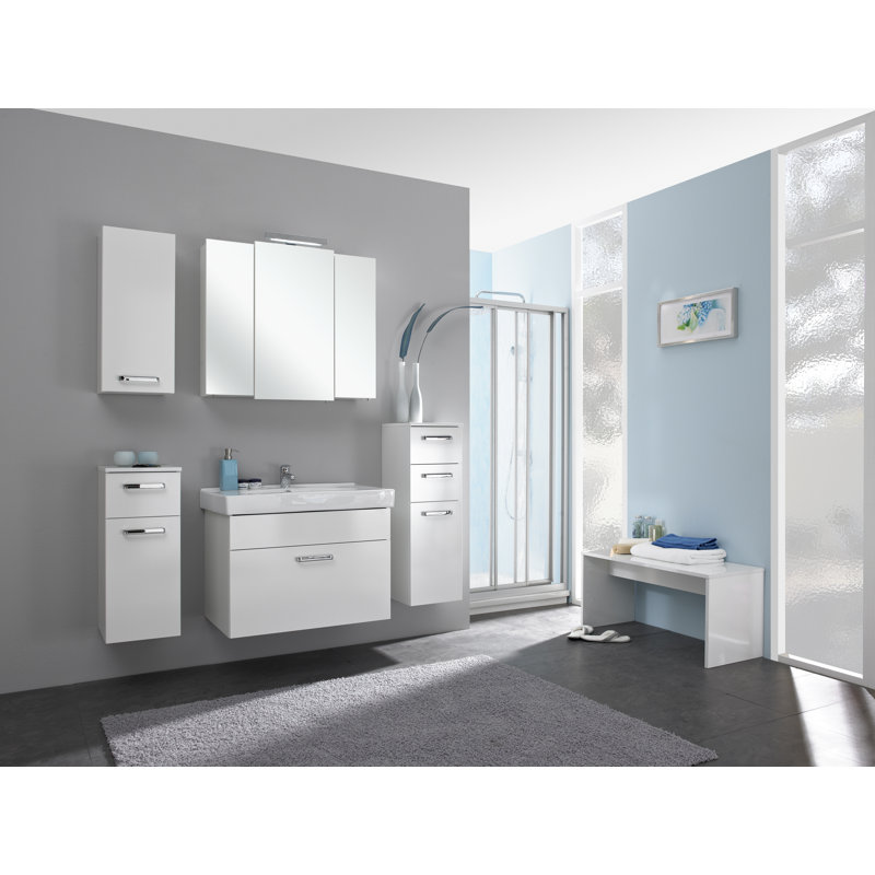 830mm W 730mm H Surface Framed Medicine Cabinet Mirror 6 Adjustable, White
