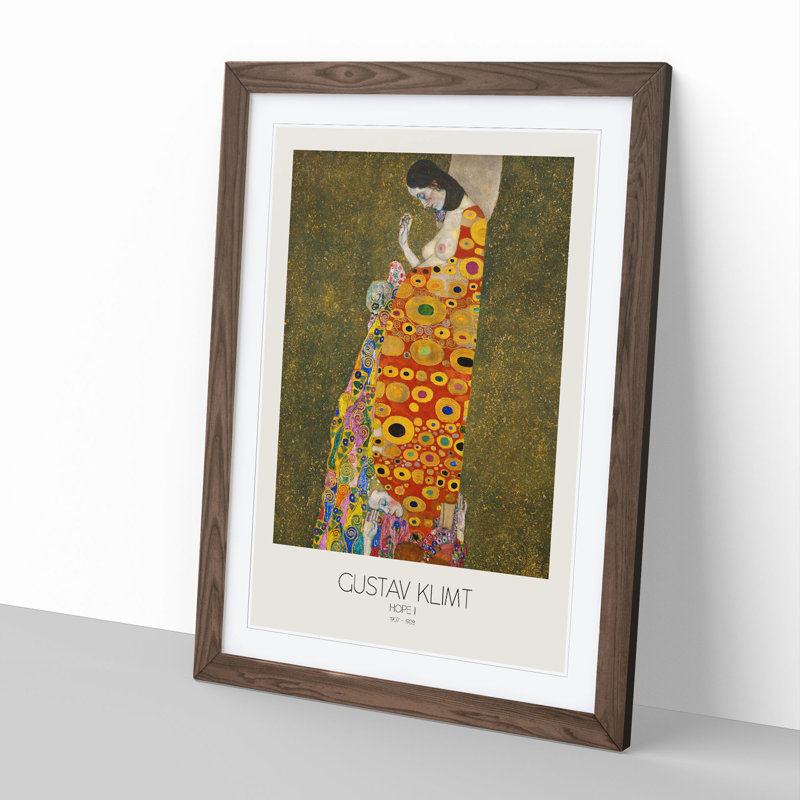 Hope Ii with Border by Gustav Klimt - Framed Print, 36cm H x 27cm W x 2cm D, Walnut Framed