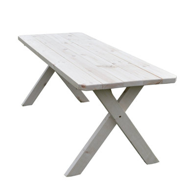  Table de salle à manger d'extérieur Spruce Crossleg, 6 pieds, sans finition