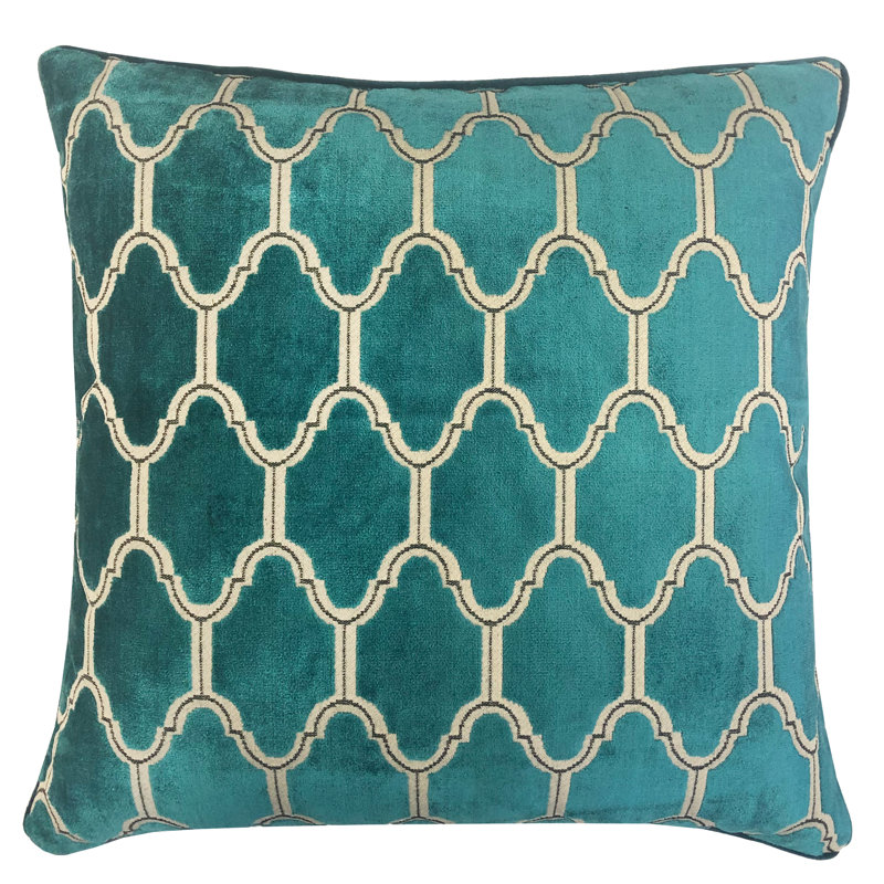 Alaya Geometric Feather Throw Pillow, Turquoise